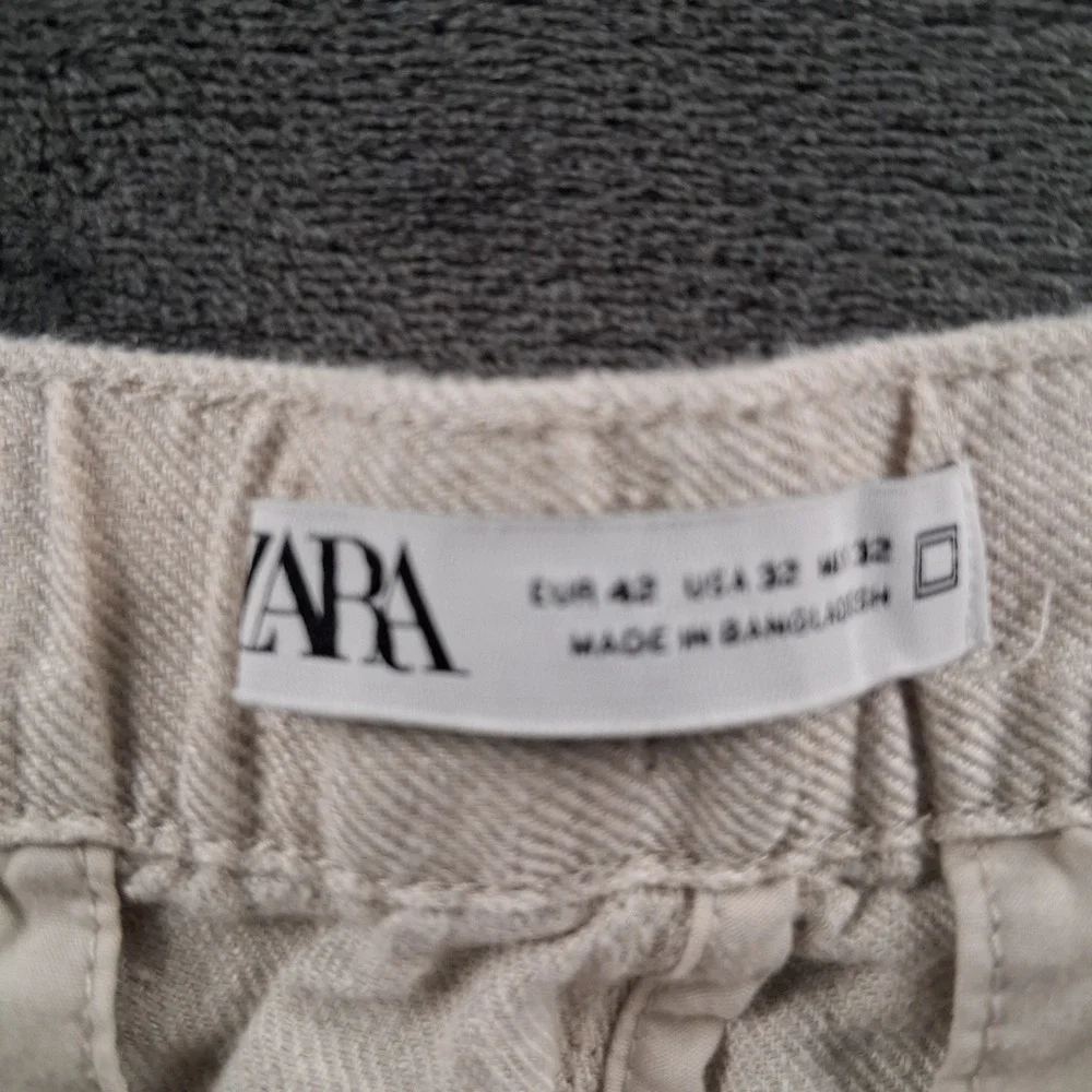 Zara Linen Drawstring Pants Mens 32 Beige Straight Leg Casual Summer Beach 2439